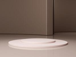 Set of cylinder pedestal podium display, Empty room background. Abstract modern rendering 3d shape for products display presentation. Pastel minimal wall scene, Studio room. 3d rendering photo