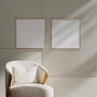 Empty framed canvas for mockups and art illustrations photo
