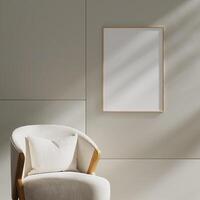 Empty framed canvas for mockups and art illustrations photo