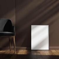 Empty framed canvas for mockups and art illustrations photo
