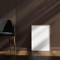 Empty framed canvas for mockups and art illustrations photo