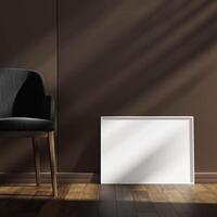Empty framed canvas for mockups and art illustrations photo