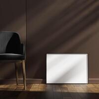Empty framed canvas for mockups and art illustrations photo
