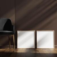 Empty framed canvas for mockups and art illustrations photo