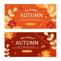 Set of autumn template. Colorful banners with autumn illustrations. Background collection with place for text. Concept for event invitation, promotion, advertising vector
