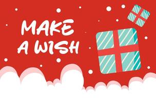 Merry Christmas and happy new year background. Christmas Make a Wish letters, Gift boxes, Christmas element for web, banners, greeting card, template design. vector
