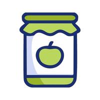 a jar of apple jam with a green apple inside vector