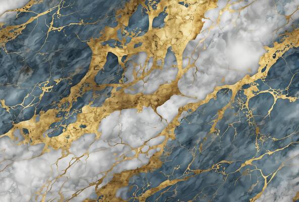 Blue and gold marble textured background.