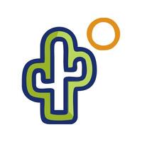 a cactus with a sun in the background vector