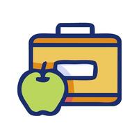 a lunchbox with an apple and a pencil vector
