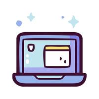 a laptop computer with a screen and a window vector