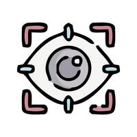 an eye icon with a camera in the center vector