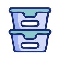 two stacked plastic containers with handles on top vector