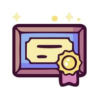 a certificate with a ribbon and star on it vector
