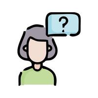 an illustration of a woman with a question mark vector