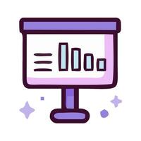 a monitor with a bar chart on it vector