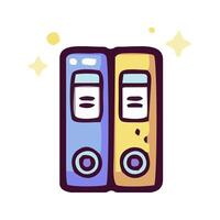 two file folders with a yellow and blue cover vector