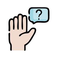 hand with question mark illustration vector
