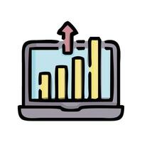a laptop with a bar chart on it vector