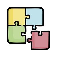 a puzzle piece with four pieces in different colors vector