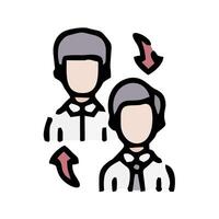 two men with ties and arrows pointing to them vector