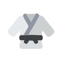 a white karate uniform with a black belt vector