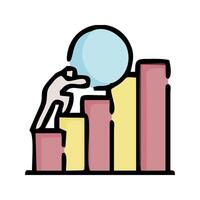 businessman pushing up bar chart with globe icon vector