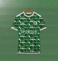 Sports uniform jersey design with green abstract pattern vector