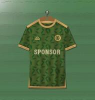 Sports uniform jersey design with an abstract pattern in green and orange vector