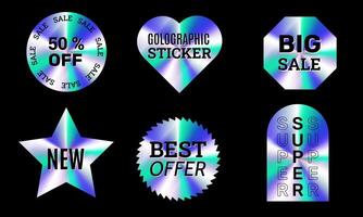 gradient set of holographic labels and stickers vector