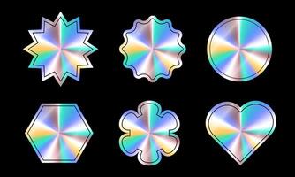 set of blank shiny y2k holographic stickers vector