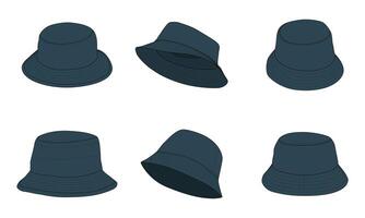 Collection of different men's bucket hats vector