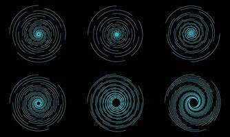Set of abstract swirl circle geometric lines vector