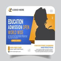 Back To School Web Banner Square Template vector