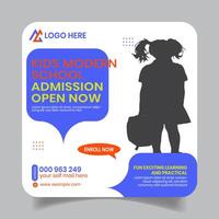 Creative Study Admission Social Media Post Design Template vector