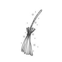 magic broom for Halloween. A witch's doodle-style broom on a white background. A Halloween clipart element with a witch's broom in the style of doodles. vector