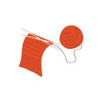 knitted fabric with a ball in the . Knitting process, illustration on a white background. vector