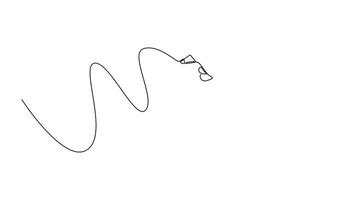 Animated self drawing of continuous line draw hand businessman or woman gesture draw straight diagonal line. Write long zigzag streak on white board. Education learning. Full length one line animation video