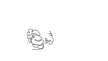 Animated self drawing of continuous line draw of whole and peeled healthy organic raw walnut for plantation logo identity. Fresh nutshell concept for healthy seed icon. Full length one line animation video