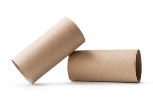 Side view of tissue paper cores in stack isolated on white background with clipping path photo