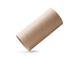 Side view of brown tissue paper core isolated on white background with clipping path photo