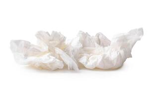 White screwed or crumpled tissue paper ball after use isolated on white background with clipping path photo