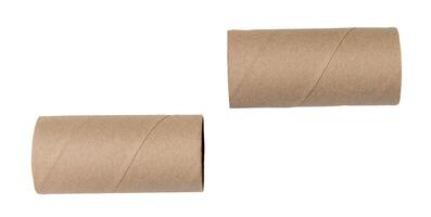 Top view set of brown tissue paper cores isolated on white background with clipping path photo