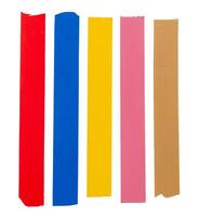 Top view set of multicolor adhesive vinyl or cloth tape in stripes isolated on white background with clipping path photo