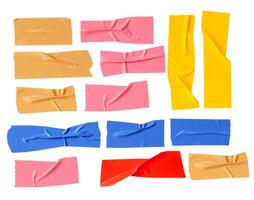 Top view set of multicolor adhesive vinyl tape or cloth tape in stripes isolated on white background with clipping path photo