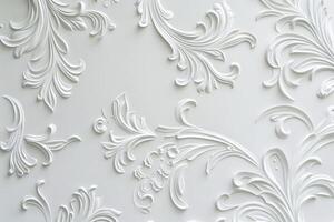White background with beautiful white embossed pattern. photo