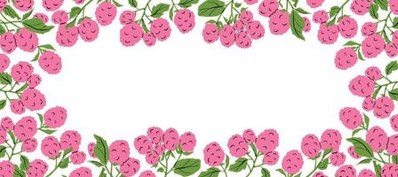 Raspberry Frame Cartoon Colored Illustration Background vector