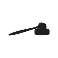 A black and white image of a gavel on a table vector