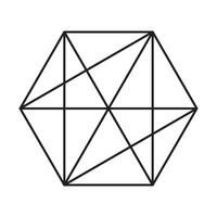 A black and white drawing of a hexagon vector