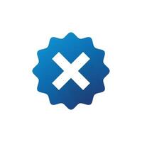 A blue badge with an x on it vector